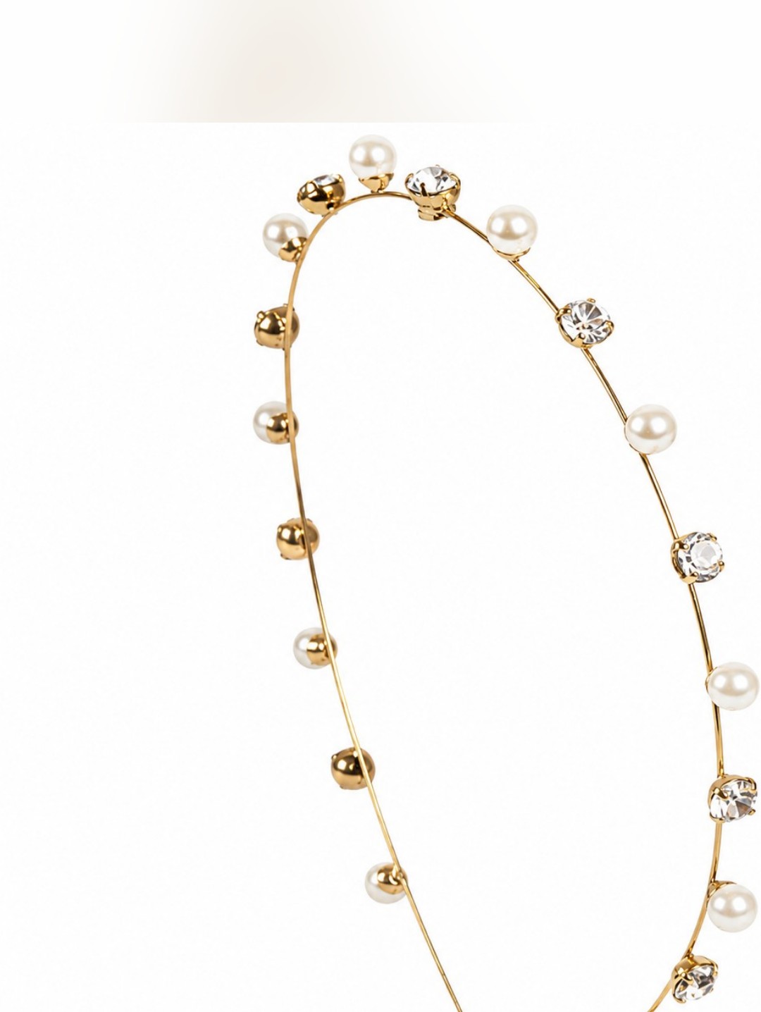 Jennifer Behr Ines Headband, Gold Pearl And Crystal Headband For Wedding